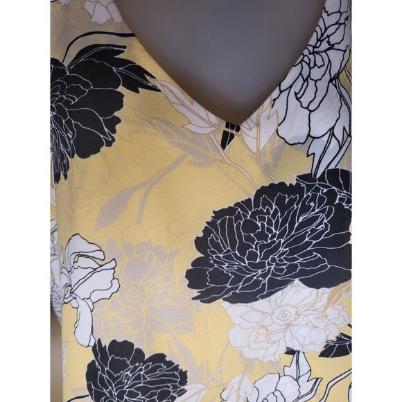 Liz Claiborne Blouse Yellow/Black/White Sleeveless V Neck Sz M - Picture 4 of 6